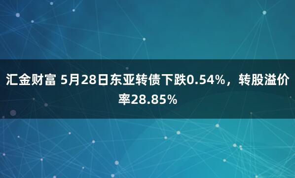 汇金财富 5月28日东亚转债下跌0.54%，转股溢价率28.85%