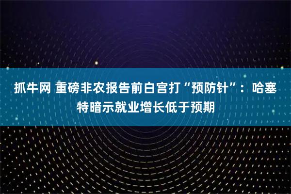 抓牛网 重磅非农报告前白宫打“预防针”：哈塞特暗示就业增长低于预期