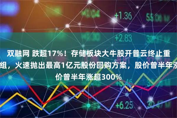 双融网 跌超17%!存储板块大牛股开普云终止重大资产重组,火速抛出最高1亿元股份回购方案,股价曾半年涨超300%